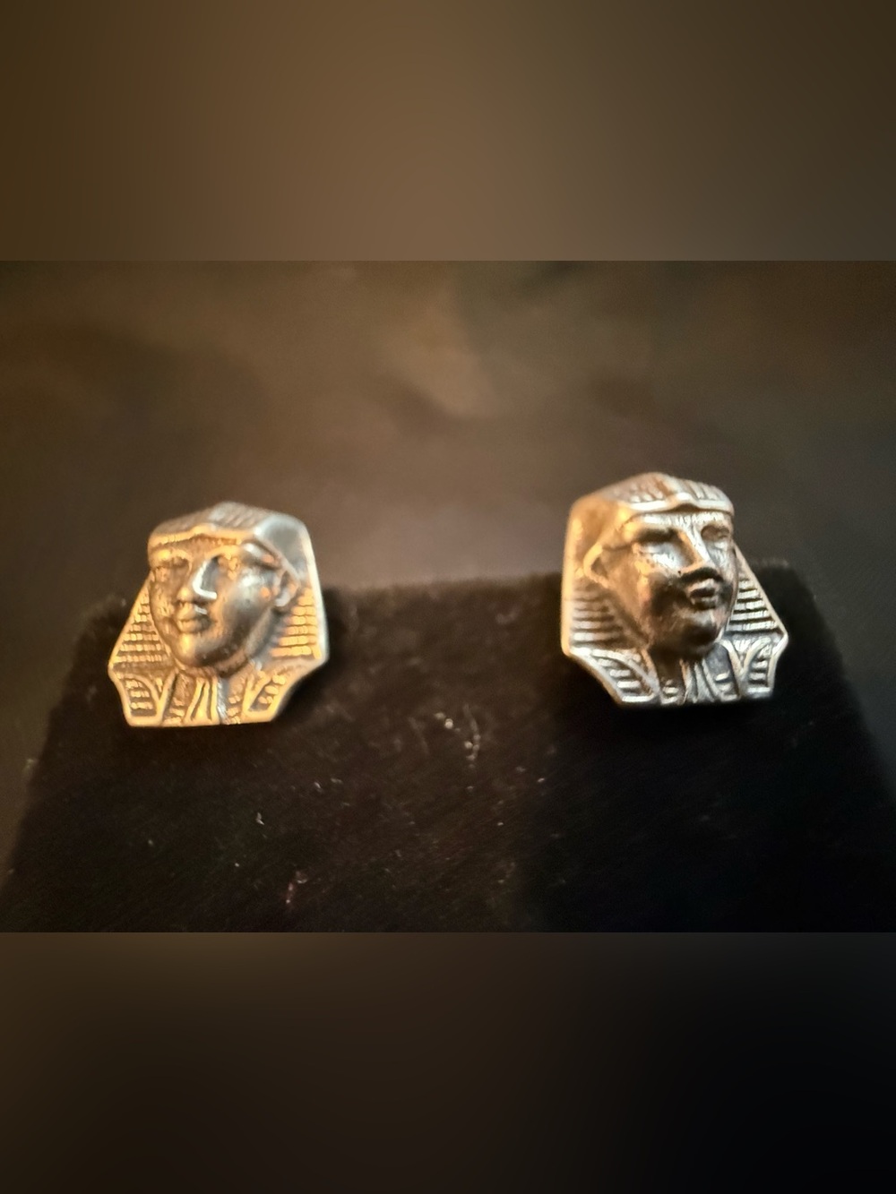 Vintage Egyptian Sphinx Sterling Silver Screw back Earrings